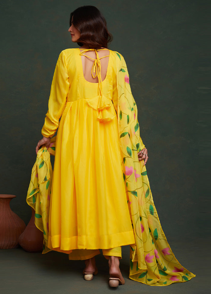 3 Pc Yellow Readymade Viscose Suit Set