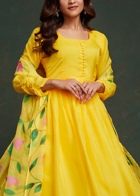 3 Pc Yellow Readymade Viscose Suit Set