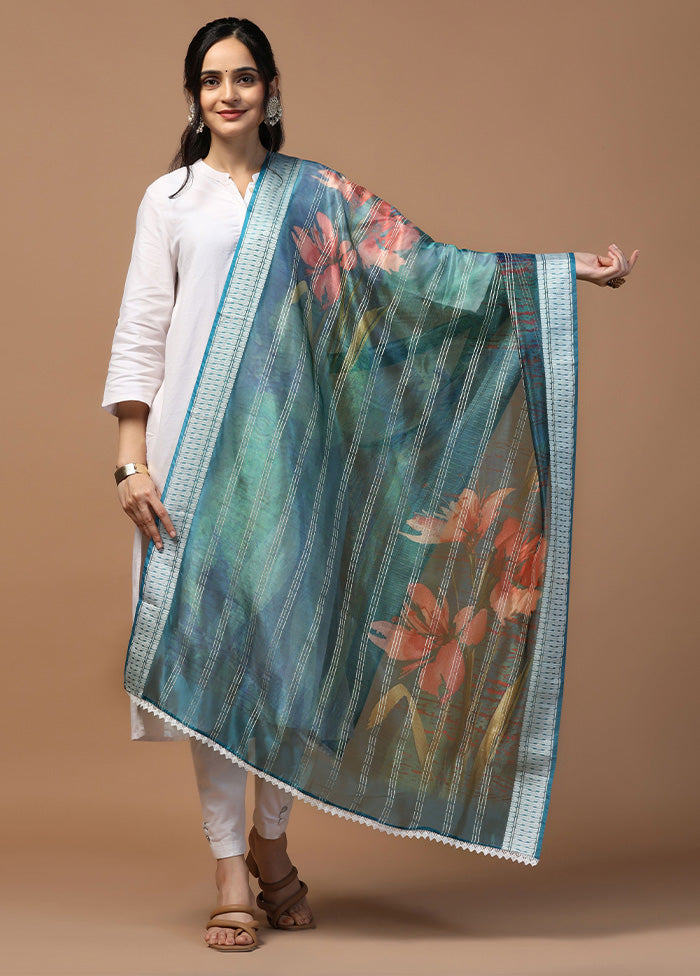 Blue Organza Dupatta