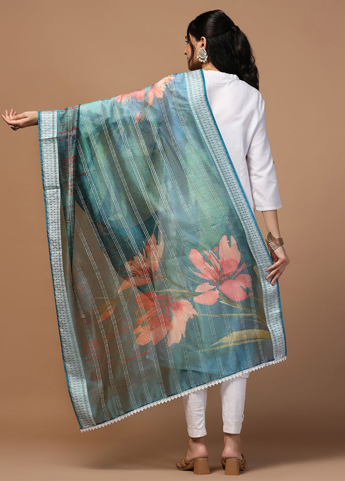 Blue Organza Dupatta