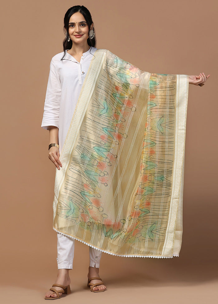 Beige Organza Dupatta