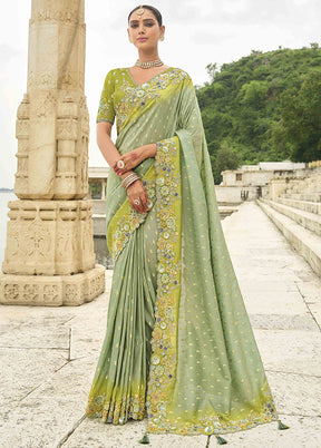 Grey Spun Silk Saree With Blouse Piece