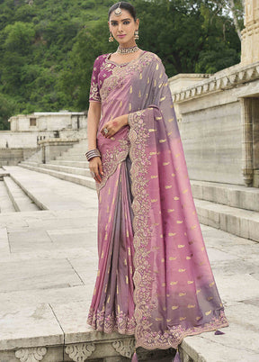 Pink Spun Silk Saree With Blouse Piece