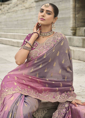 Pink Spun Silk Saree With Blouse Piece