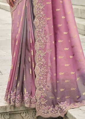 Pink Spun Silk Saree With Blouse Piece