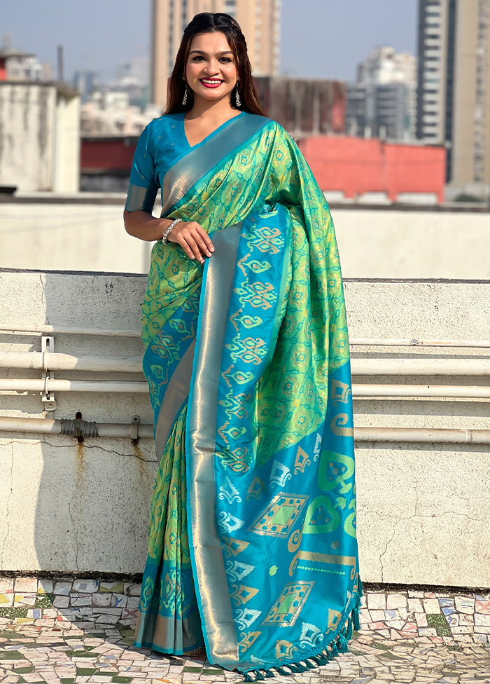 Sea Green Spun Silk Saree With Blouse Piece