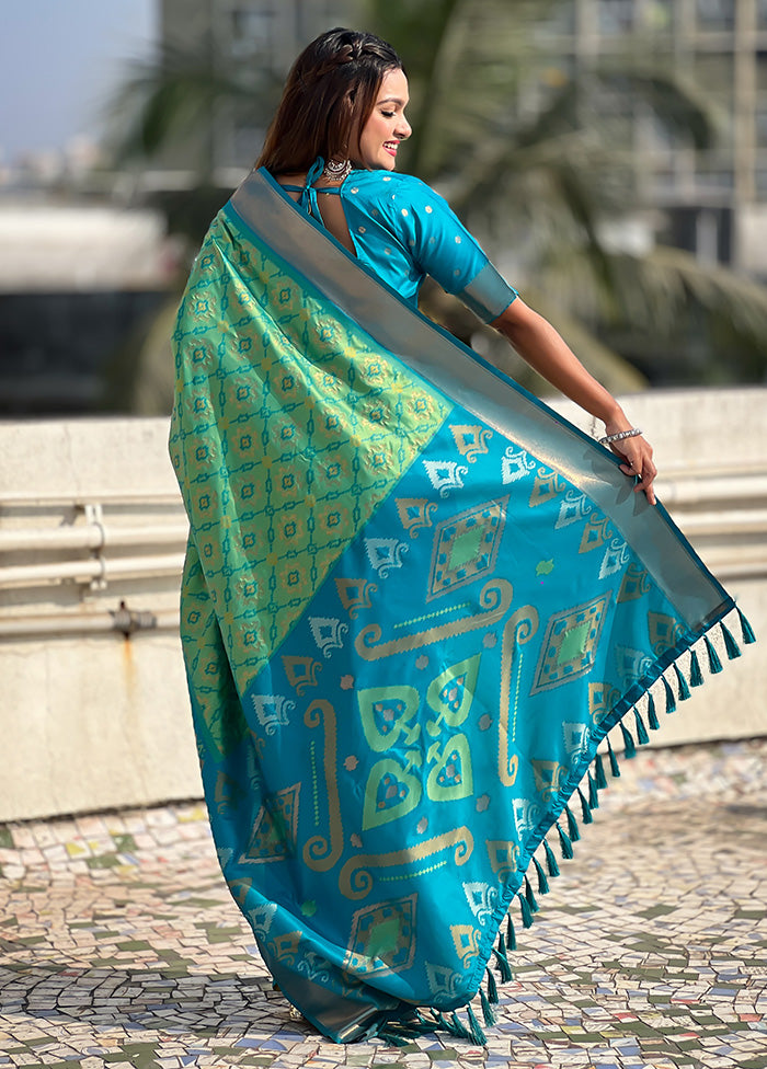 Sea Green Spun Silk Saree With Blouse Piece