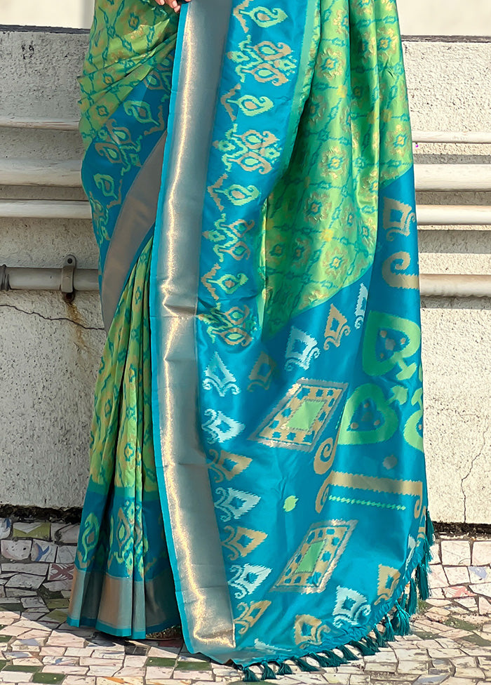 Sea Green Spun Silk Saree With Blouse Piece