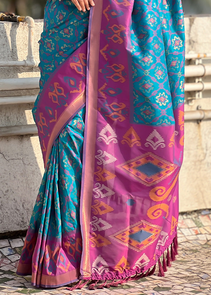 Blue Spun Silk Saree With Blouse Piece