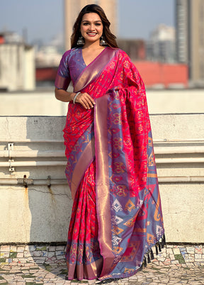 Pink Spun Silk Saree With Blouse Piece