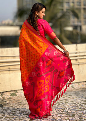 Orange Spun Silk Saree With Blouse Piece