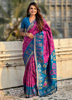 Purple Spun Silk Saree With Blouse Piece