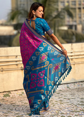 Purple Spun Silk Saree With Blouse Piece