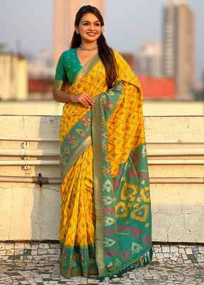 Mustard Spun Silk Saree With Blouse Piece