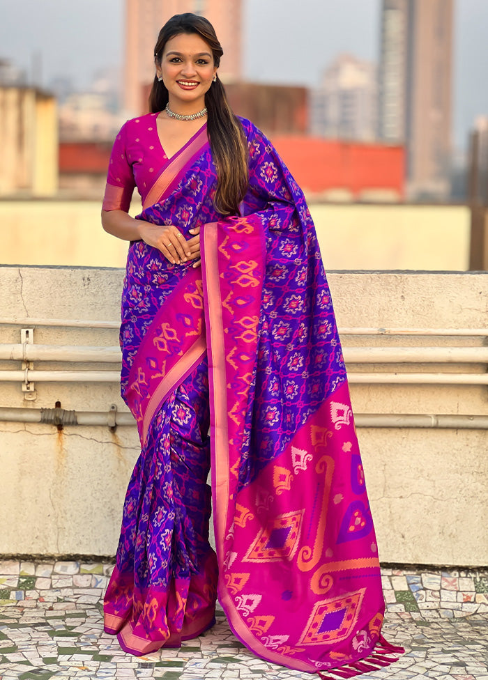 Royal Blue Spun Silk Saree With Blouse Piece