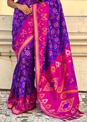 Royal Blue Spun Silk Saree With Blouse Piece