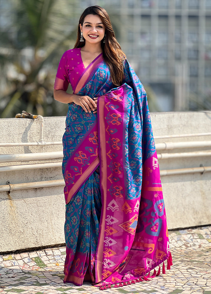 Blue Spun Silk Saree With Blouse Piece