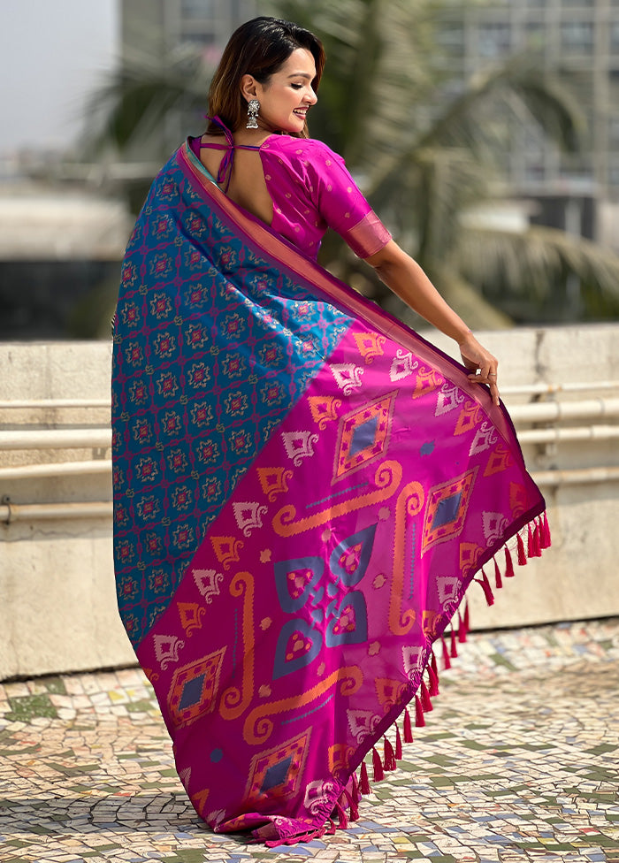 Blue Spun Silk Saree With Blouse Piece