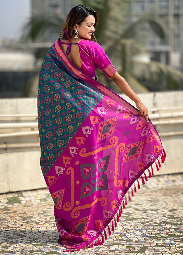 Rama Spun Silk Saree With Blouse Piece