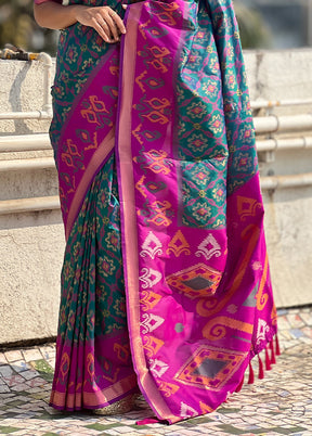 Rama Spun Silk Saree With Blouse Piece