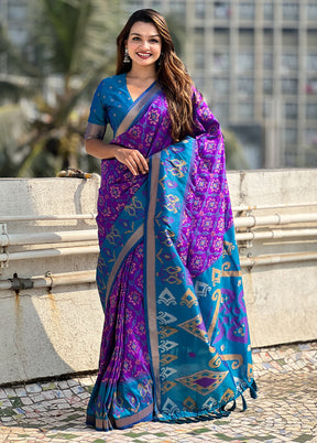 Lavender Spun Silk Saree With Blouse Piece