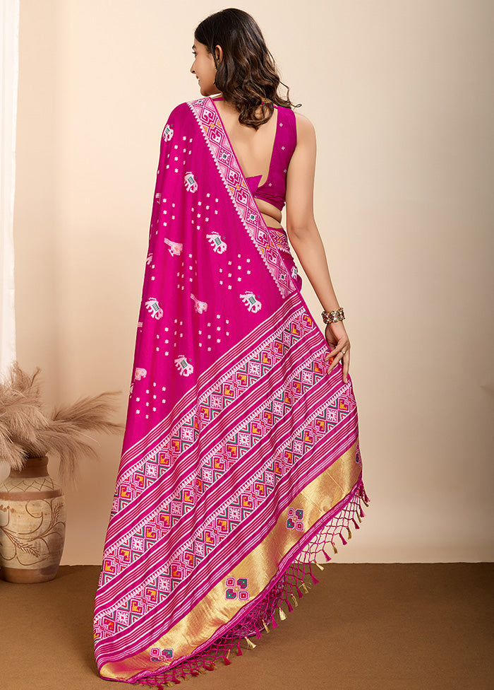 Pink Spun Silk Saree With Blouse Piece