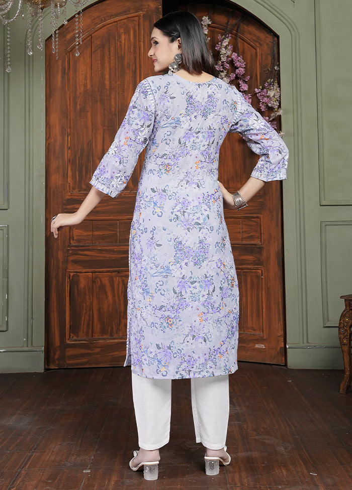 2 Pc Lavender Readymade Cotton Kurti Set