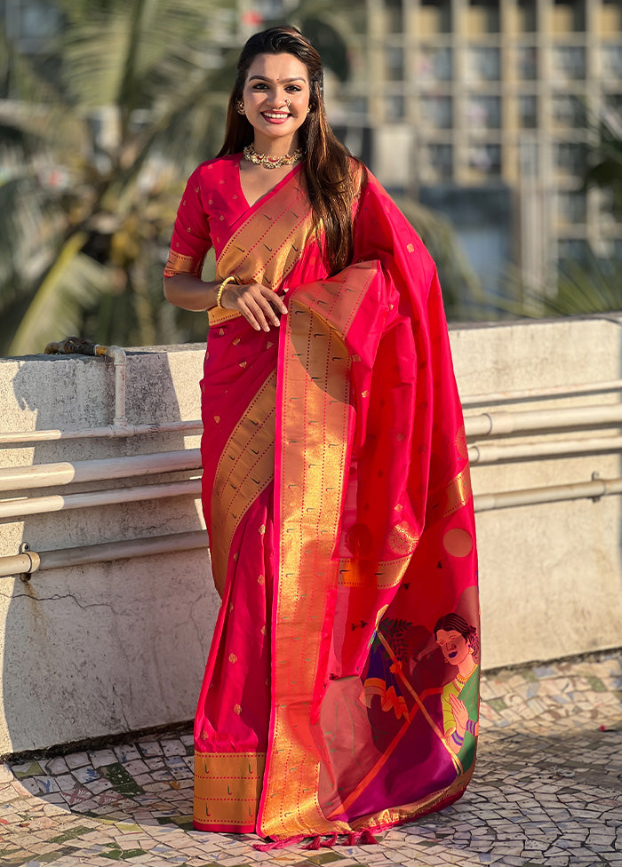 Pink Spun Silk Saree With Blouse Piece