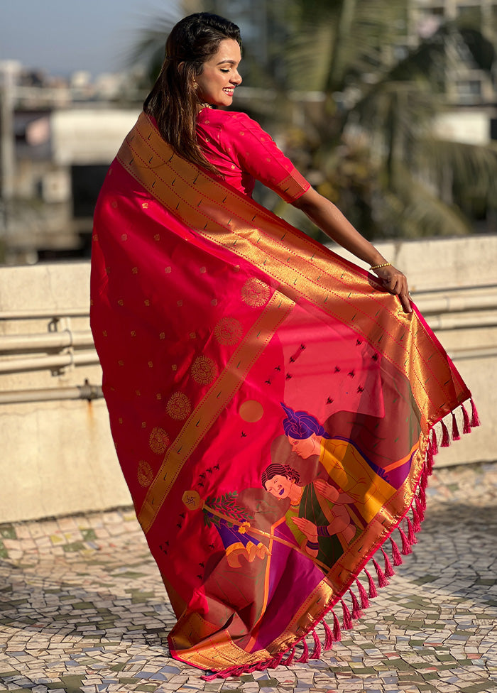 Pink Spun Silk Saree With Blouse Piece