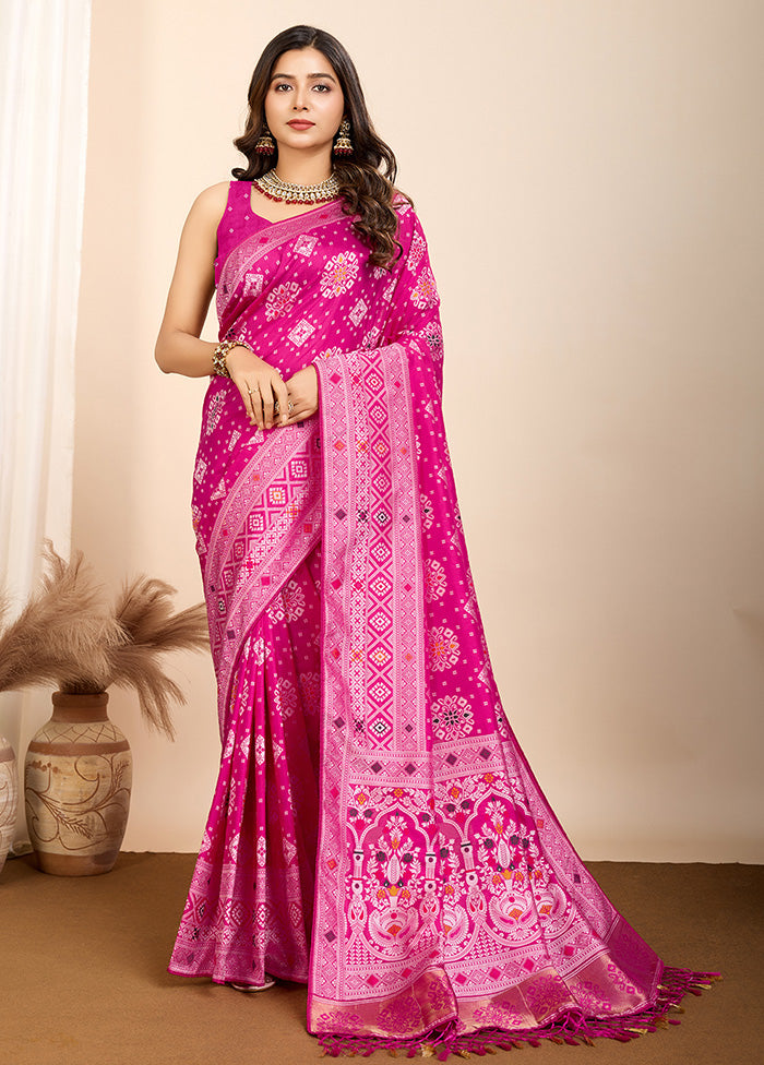 Pink Spun Silk Saree With Blouse Piece