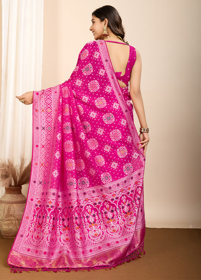 Pink Spun Silk Saree With Blouse Piece