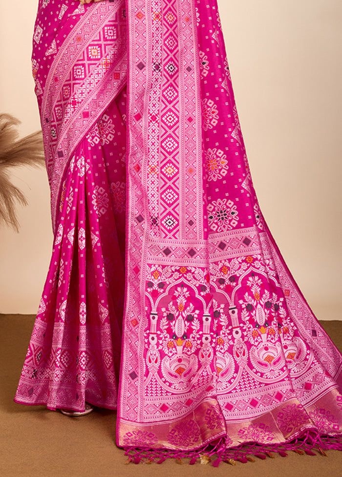 Pink Spun Silk Saree With Blouse Piece