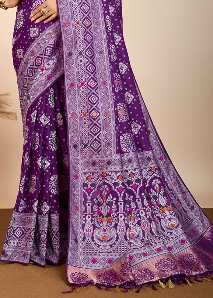 Purple Spun Silk Saree With Blouse Piece