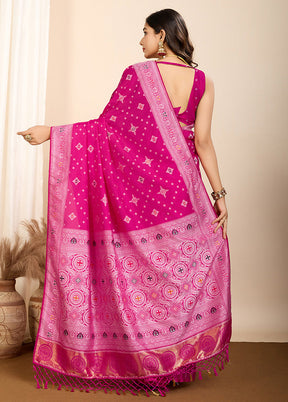 Pink Spun Silk Saree With Blouse Piece