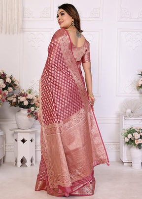 Pink Organza Saree With Blouse Piece