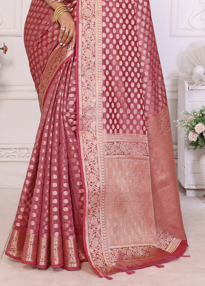 Pink Organza Saree With Blouse Piece