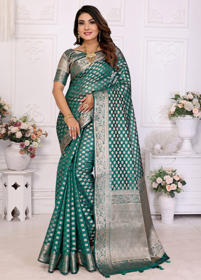 Rama Organza Saree With Blouse Piece