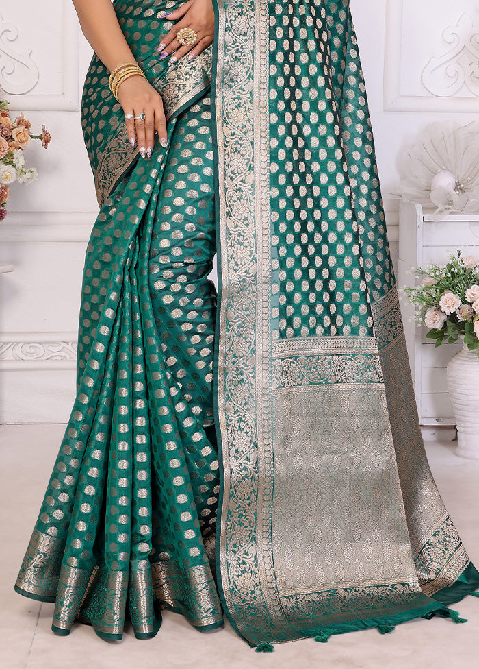 Rama Organza Saree With Blouse Piece