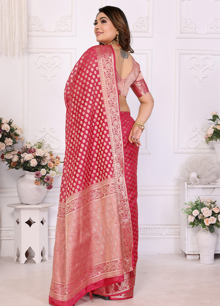 Maroon Organza Saree With Blouse Piece