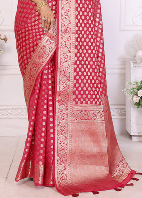 Maroon Organza Saree With Blouse Piece