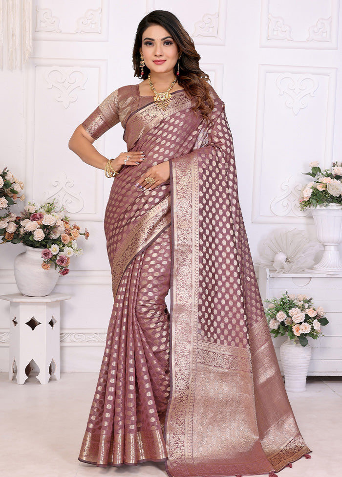 Purple Organza Saree With Blouse Piece