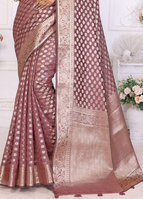 Purple Organza Saree With Blouse Piece