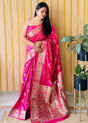 Pink Spun Silk Saree With Blouse Piece