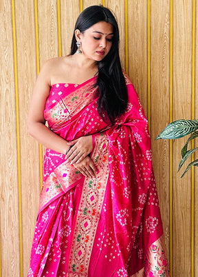 Pink Spun Silk Saree With Blouse Piece