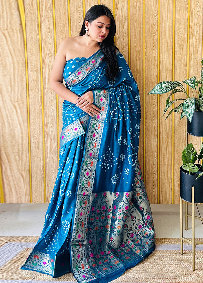 Firoza Spun Silk Saree With Blouse Piece