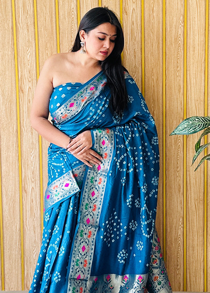 Firoza Spun Silk Saree With Blouse Piece