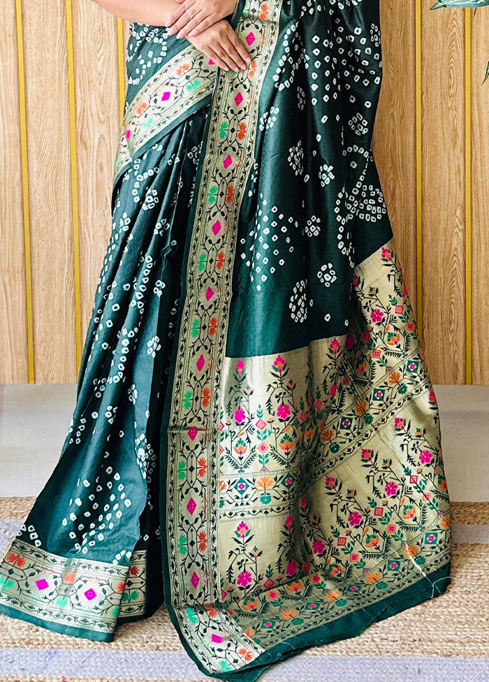 Green Spun Silk Saree With Blouse Piece