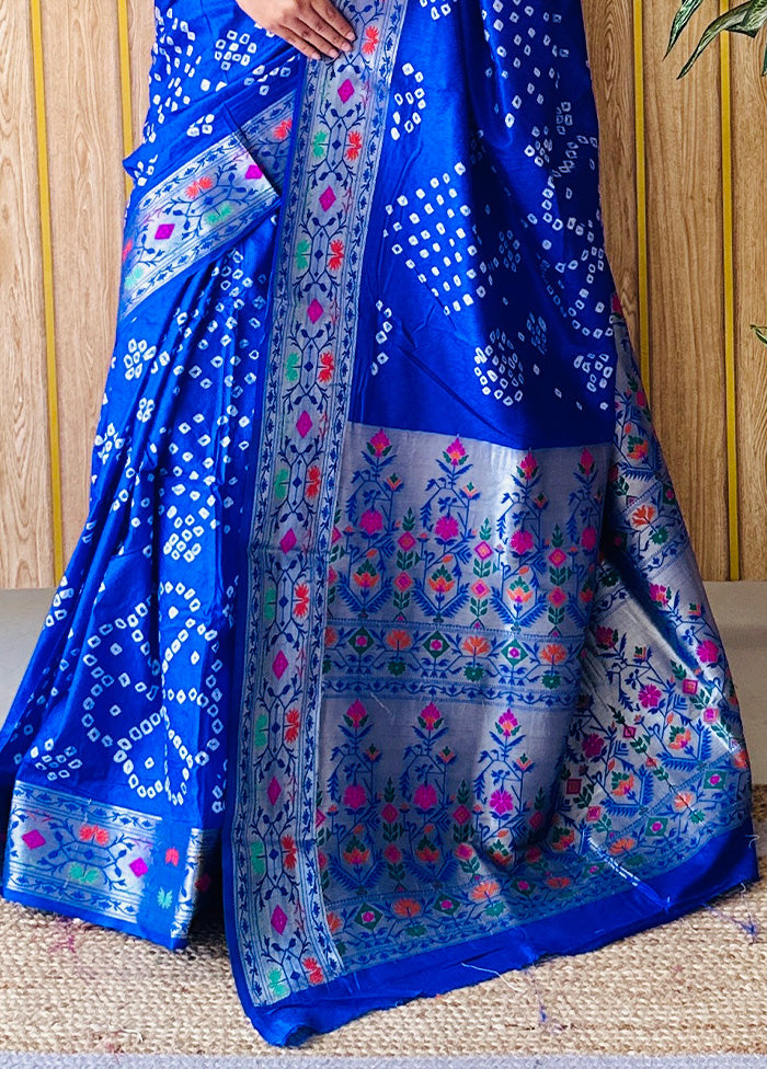 Blue Spun Silk Saree With Blouse Piece