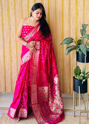 Red Spun Silk Saree With Blouse Piece