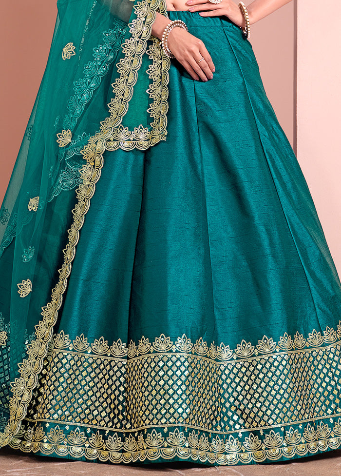 3 Pc Rama Silk Semi Stitched Lehenga Set